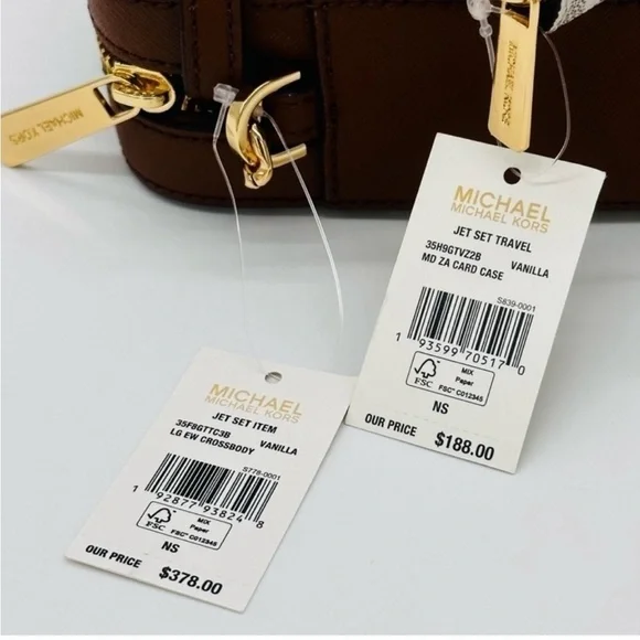 Michael Kors Large EW Crossbody Bag & Jet Set Travel MD ZA Card Case Wallet - Picture 10 of 10